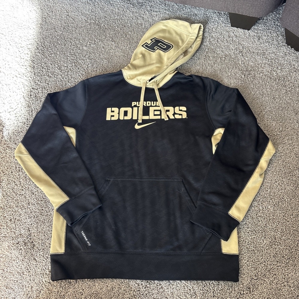 Nike Center Check Logo University Of Purdue Boilermakers Therma Fit Hoodie Small
